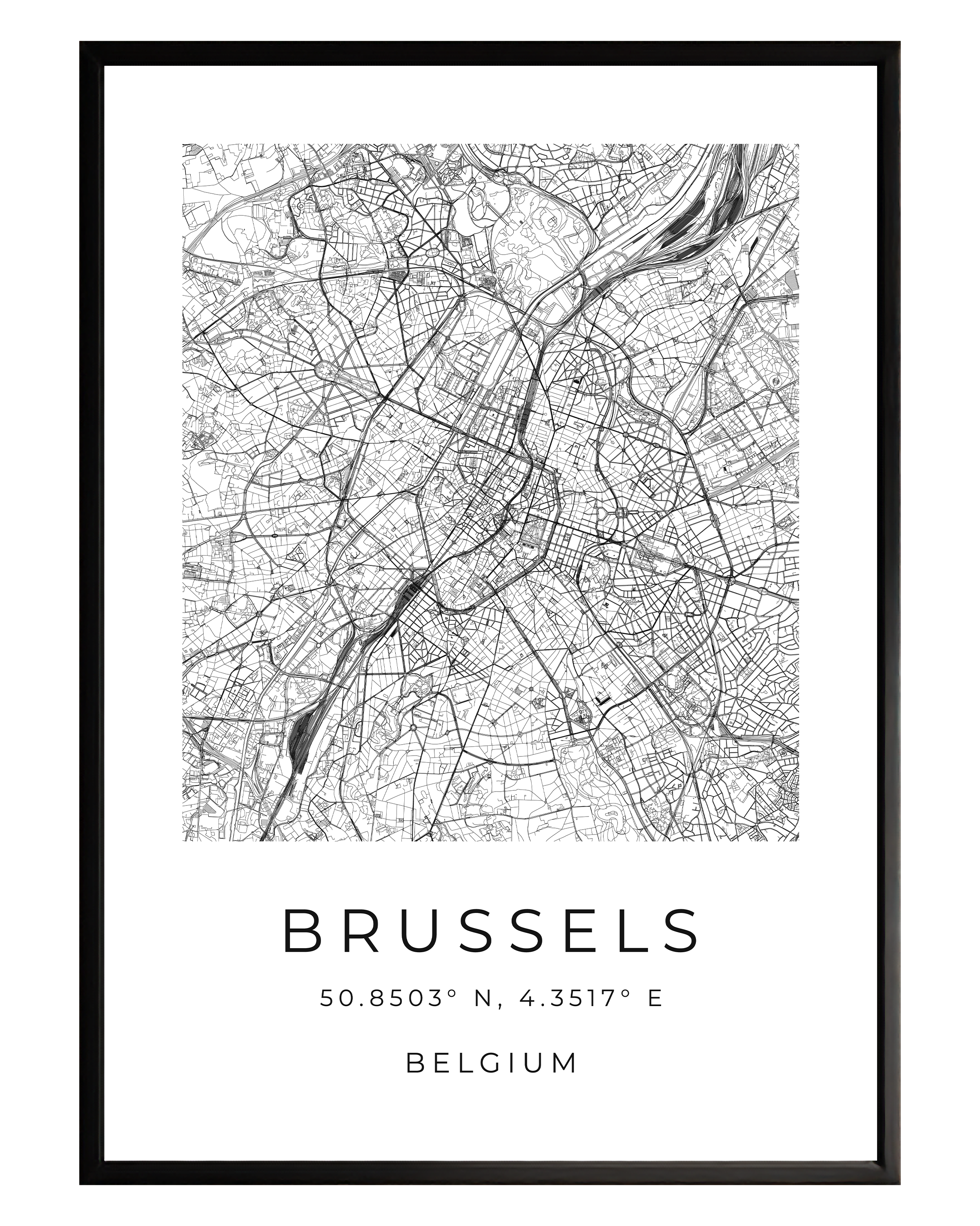 Brussels Minimalist City Map