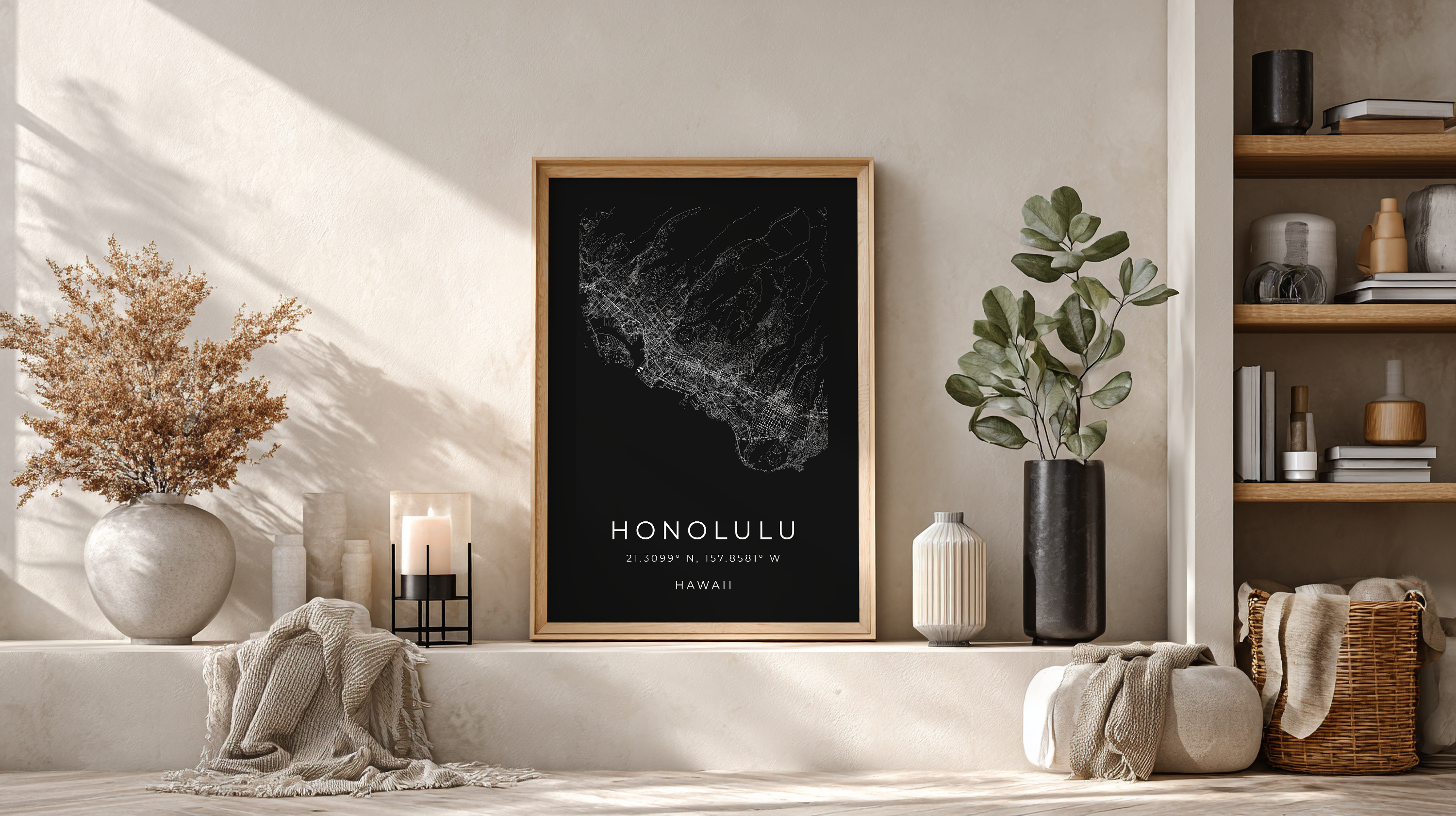 Honolulu Minimalist City Map