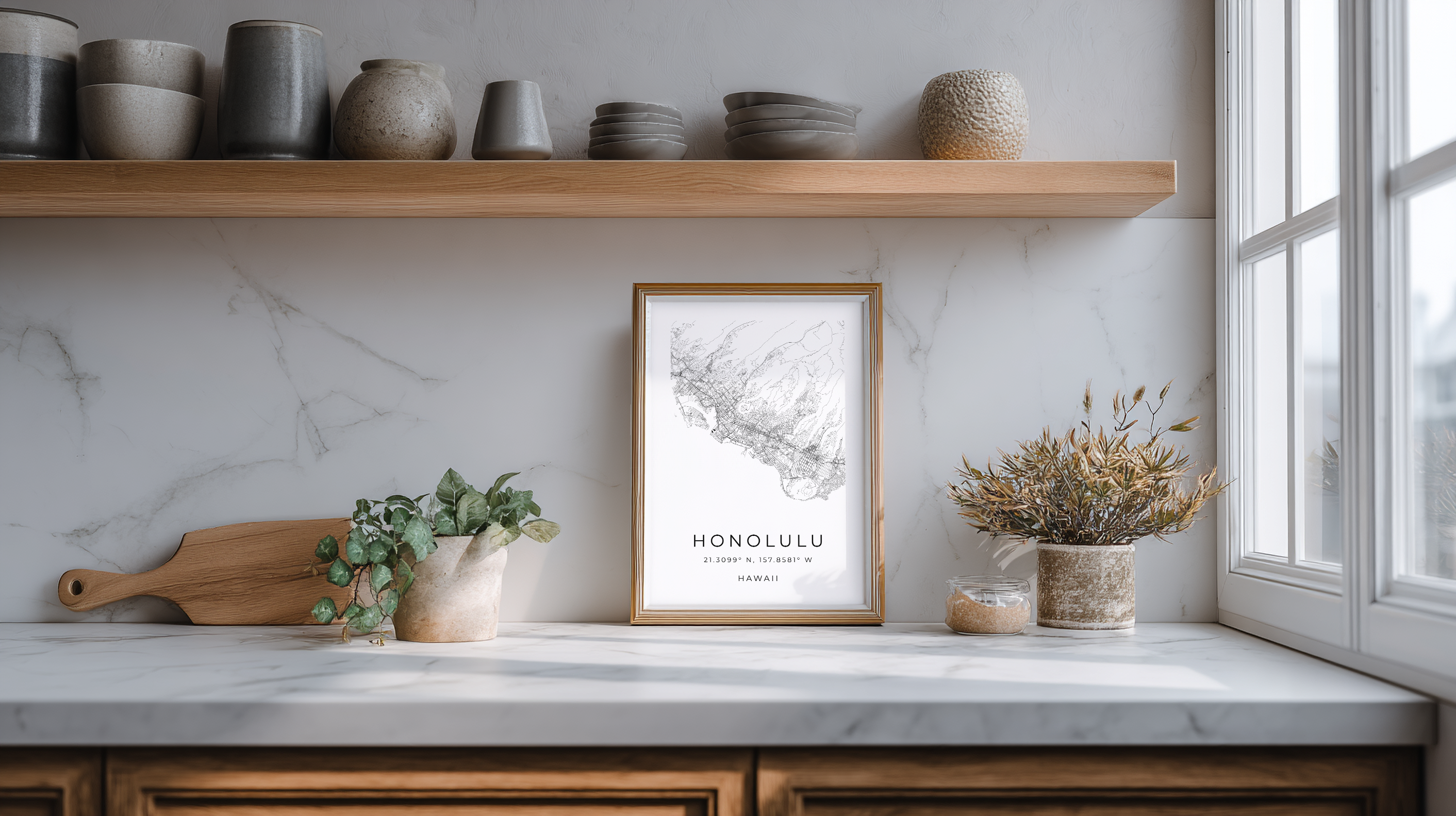 Honolulu Minimalist City Map