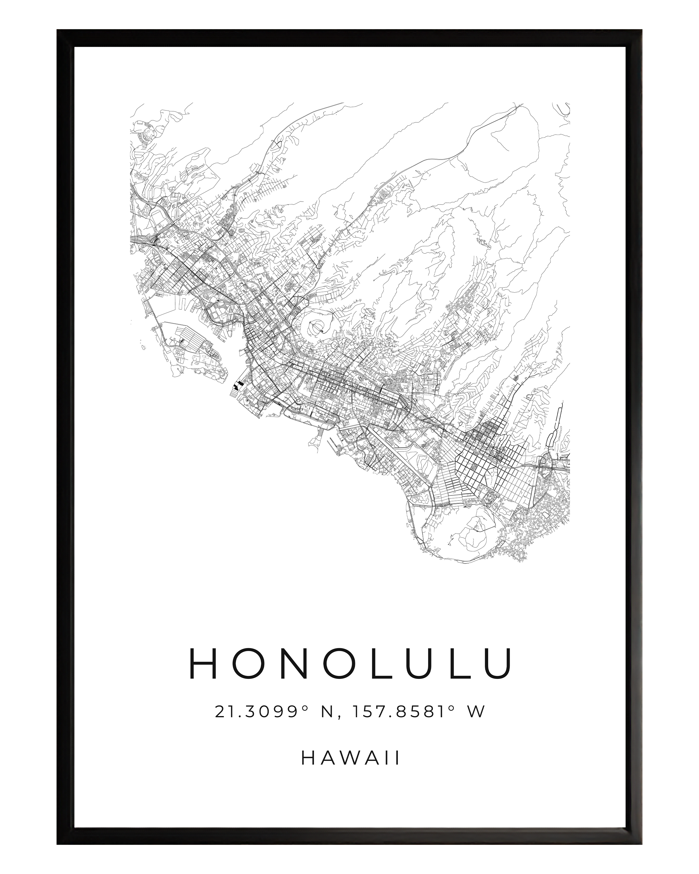 Honolulu Minimalist City Map