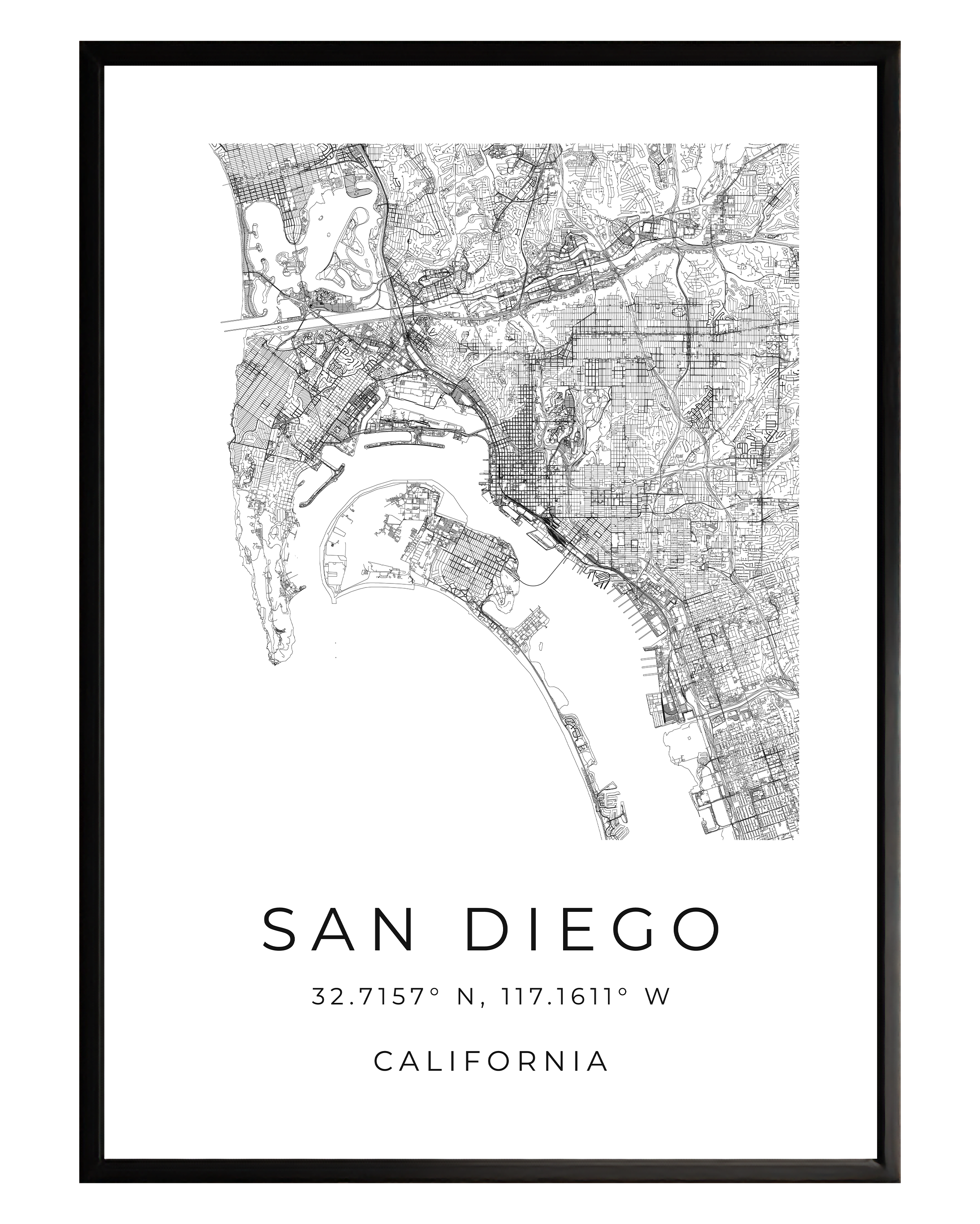 San Diego Minimalist City Map