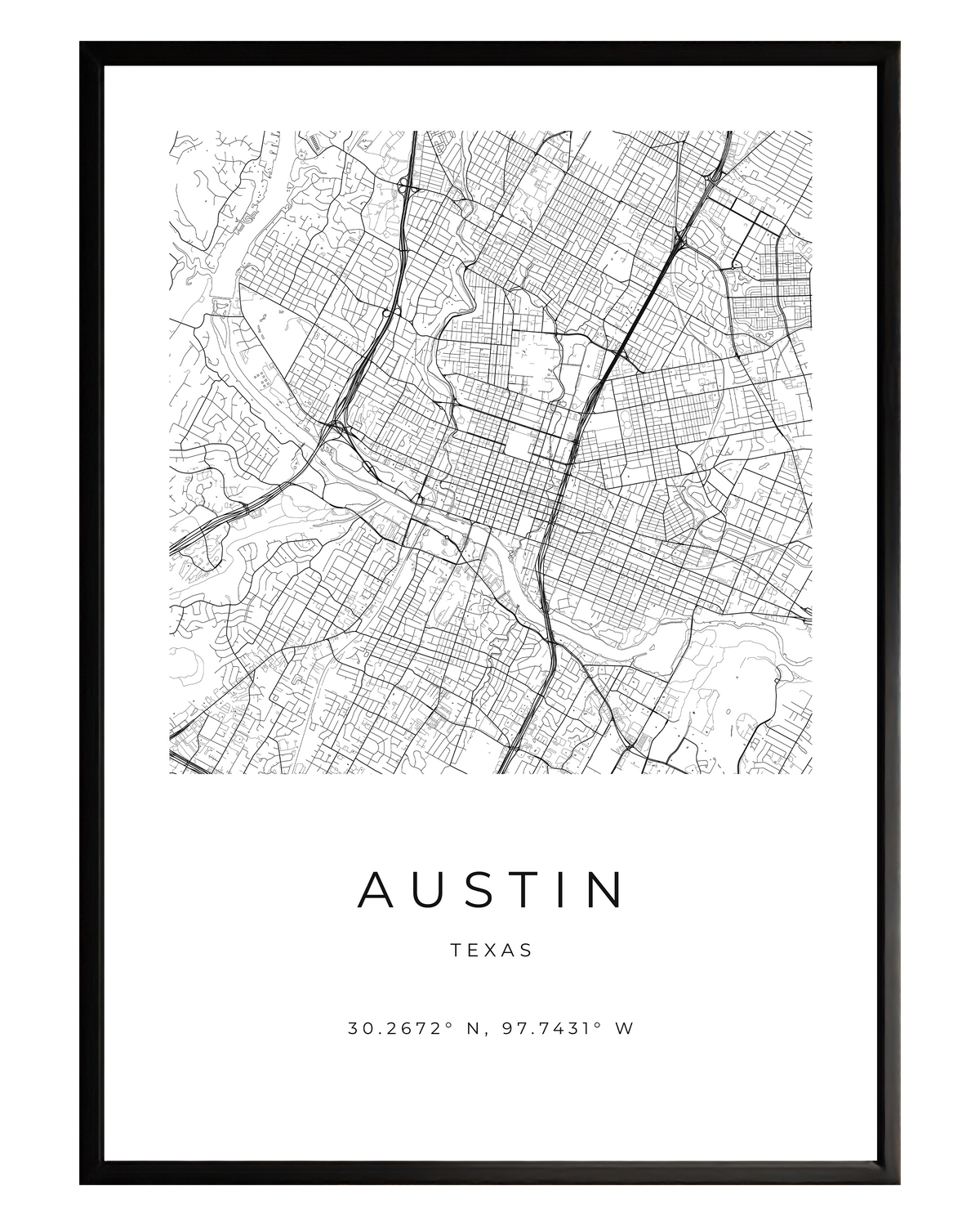Austin Minimalist City Map