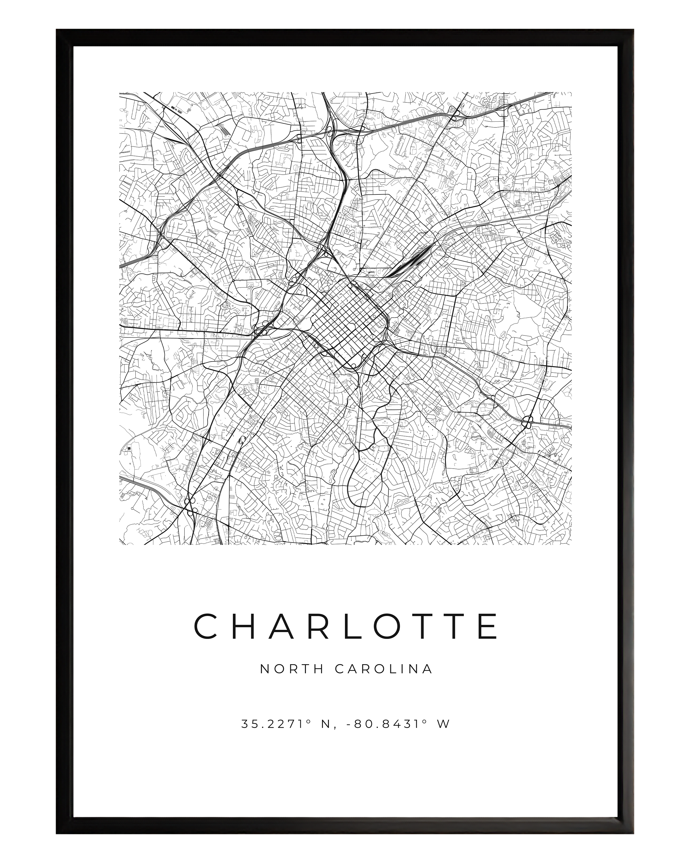 Charlotte Minimalist City Map