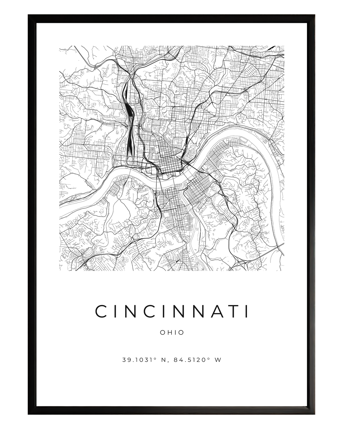 Cincinnati Minimalist City Map