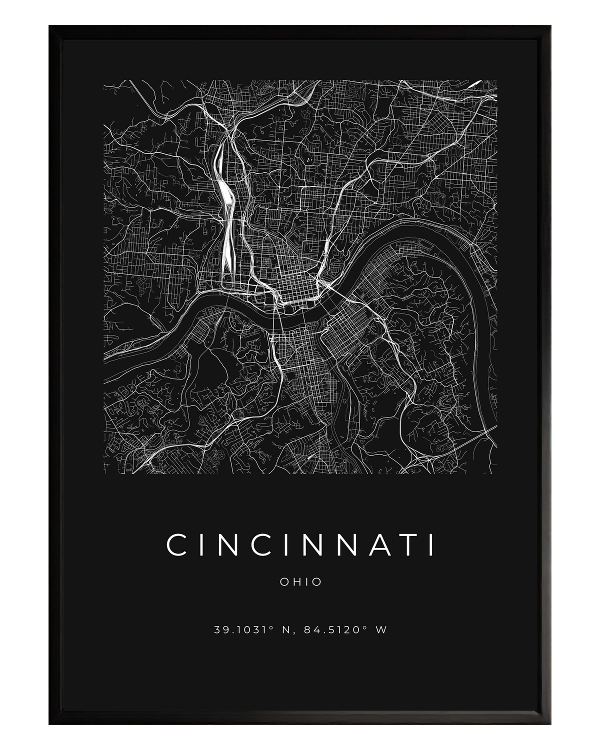 Cincinnati Minimalist City Map