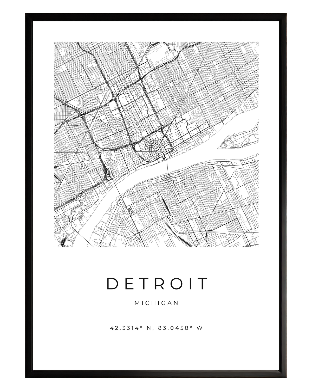 Detroit Minimalist City Map