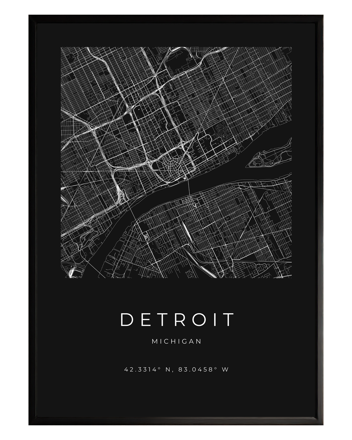 Detroit Minimalist City Map