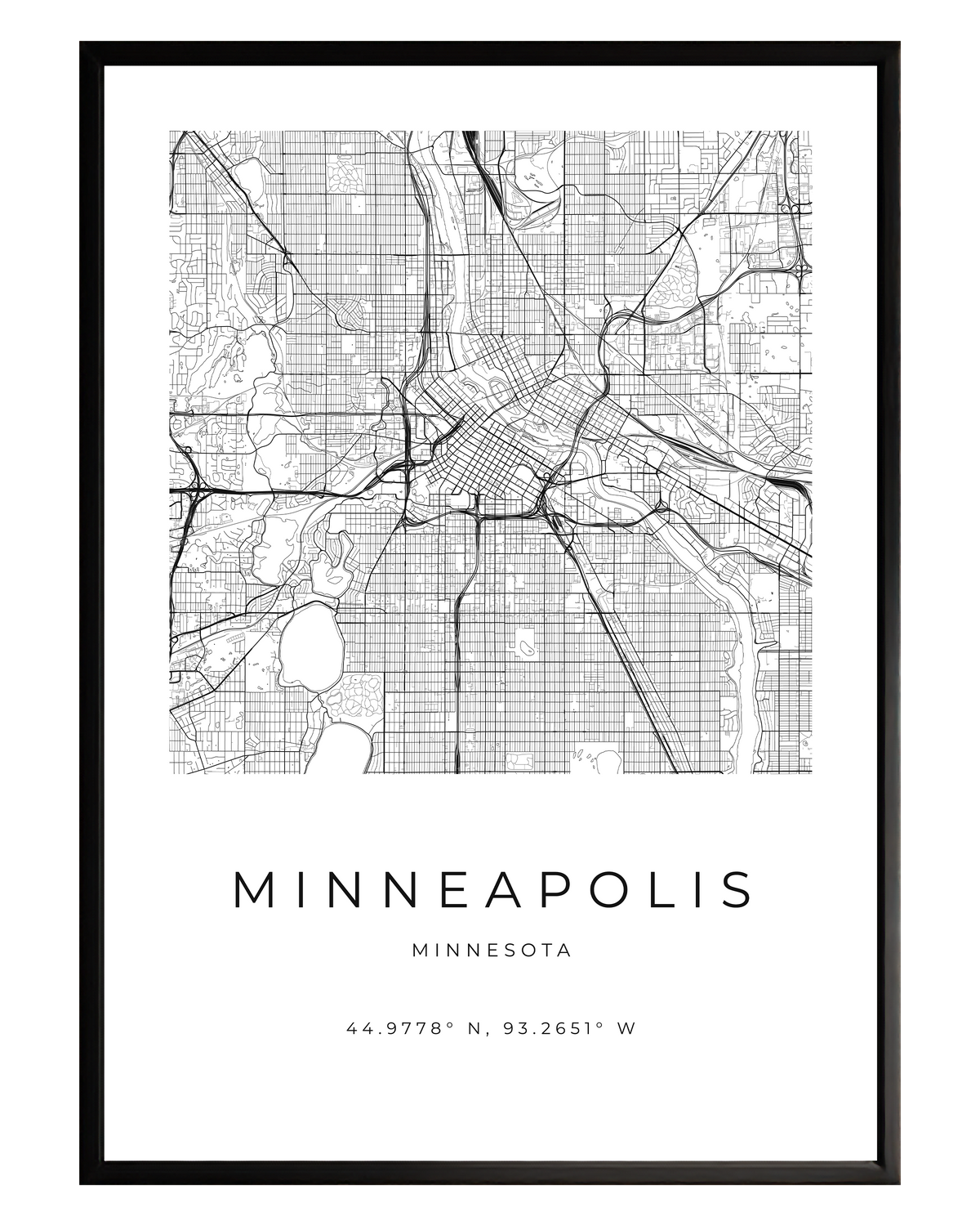 Minneapolis Minimalist City Map