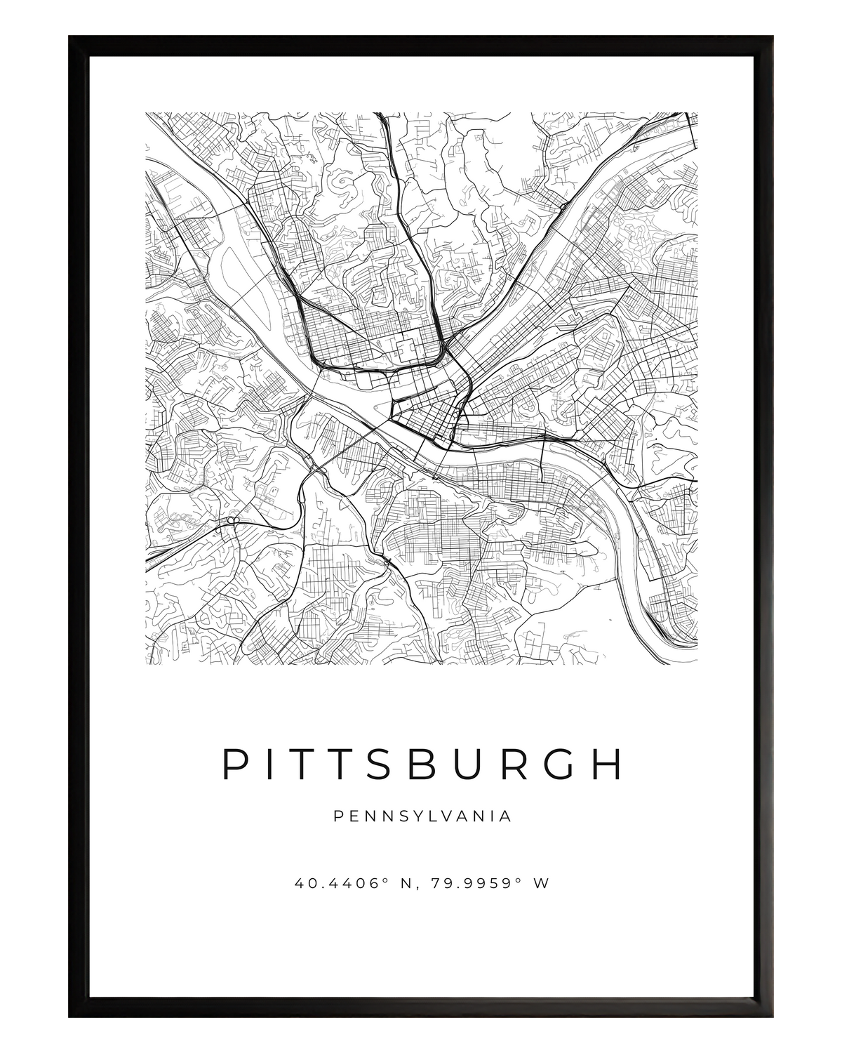 Pittsburgh Minimalist City Map