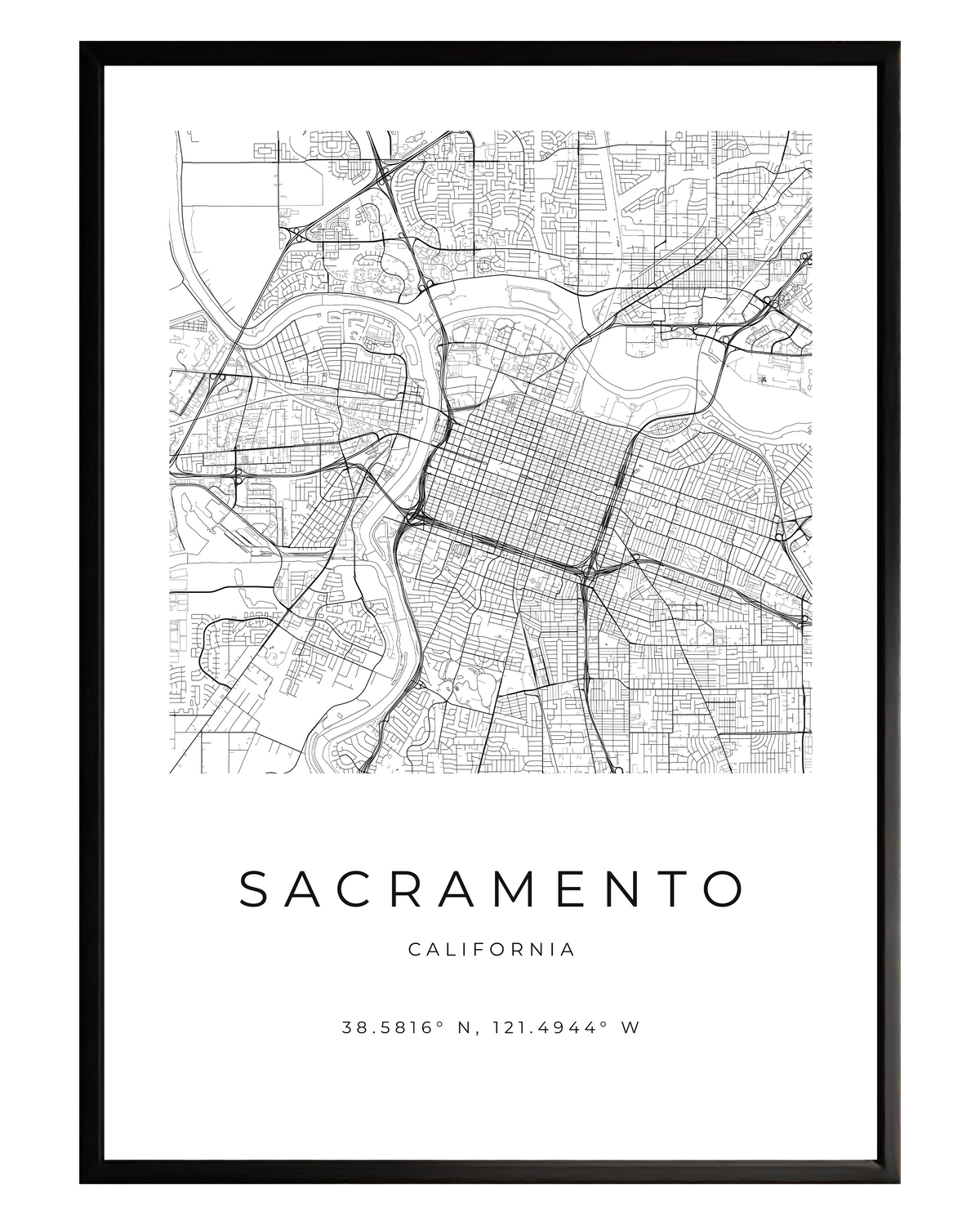 Sacramento Minimalist City Map