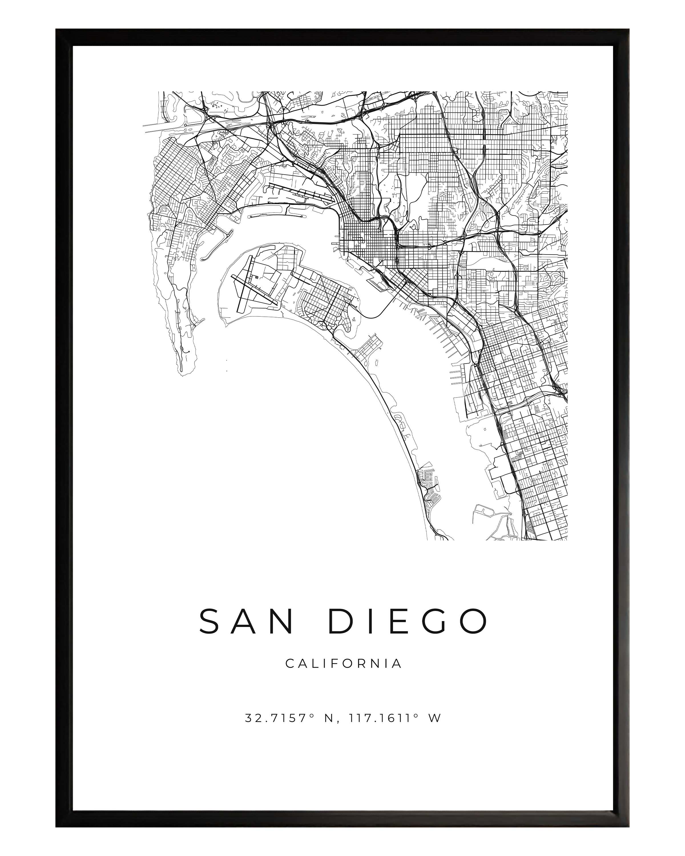 San Diego Minimalist City Map
