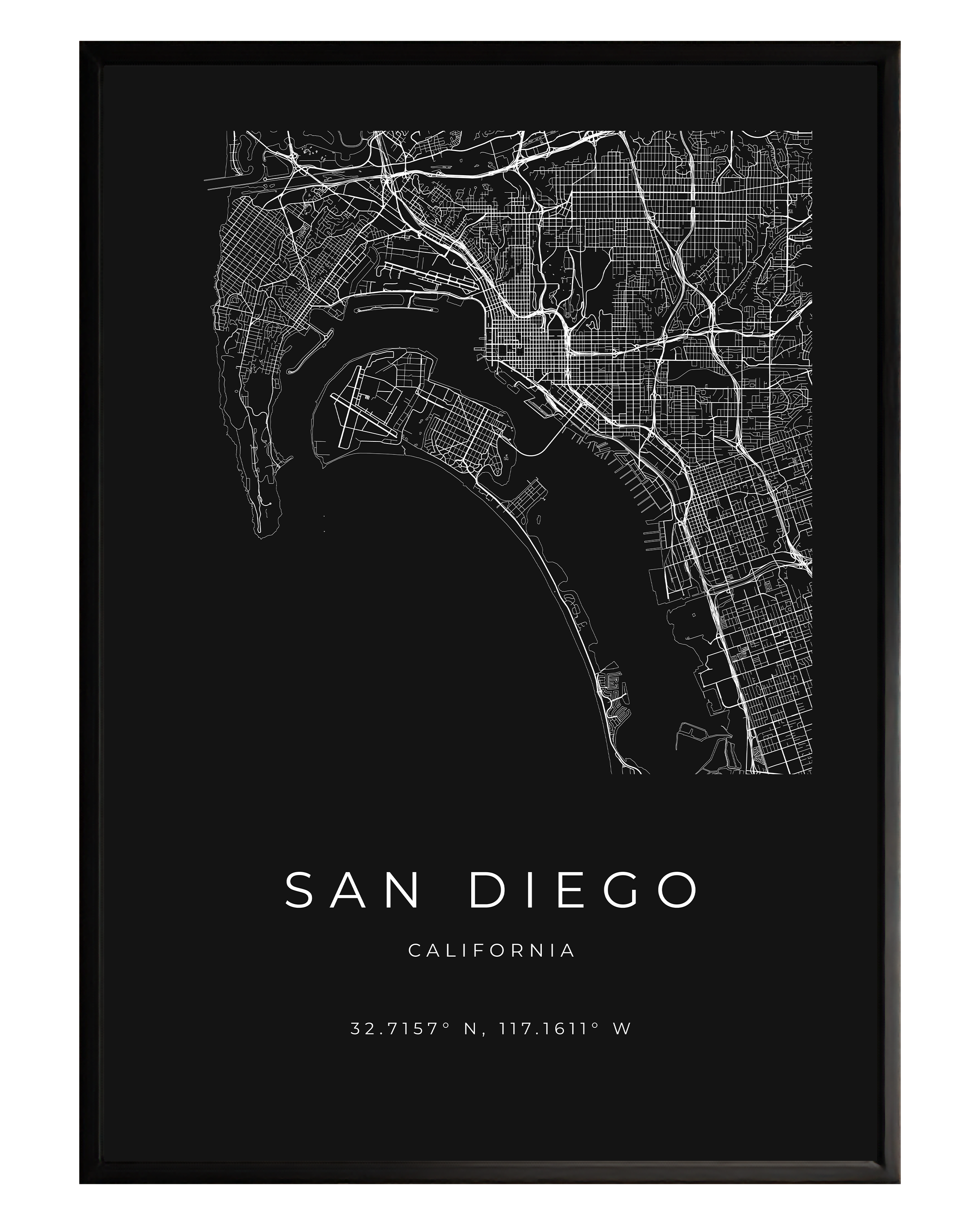 San Diego Minimalist City Map