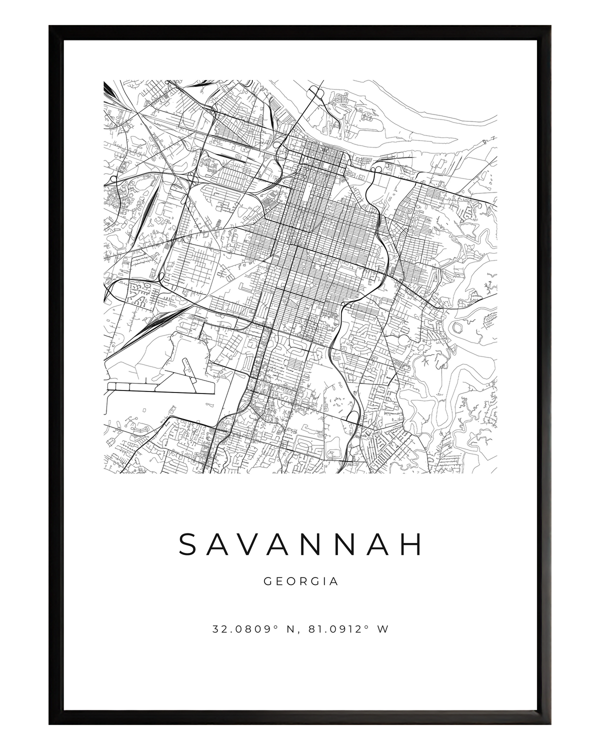 Savannah Minimalist City Map